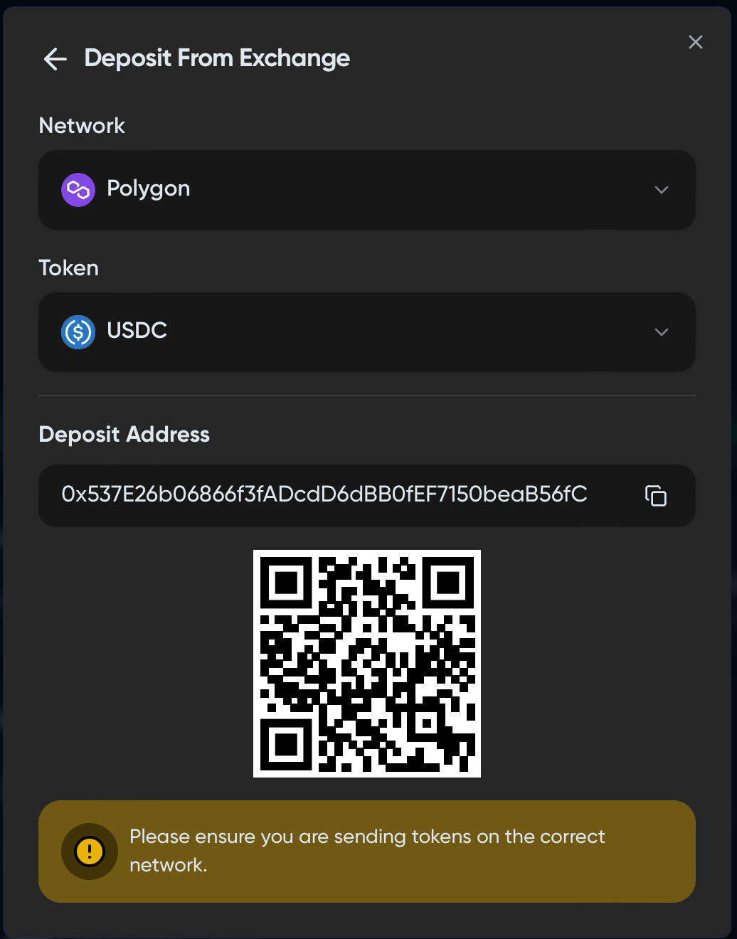 Sending tokens to deposit address